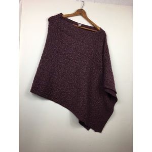 J Jill Womens Purple Cable Sweater Poncho Asymmetrical O/S